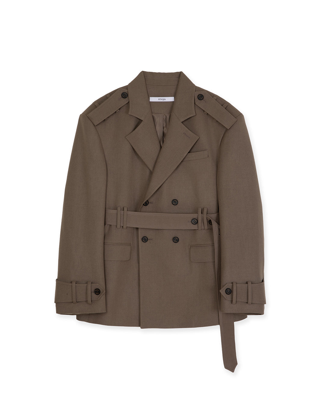DOUBLE BREATED UTILITY TAILORED JACKET -KHAKI