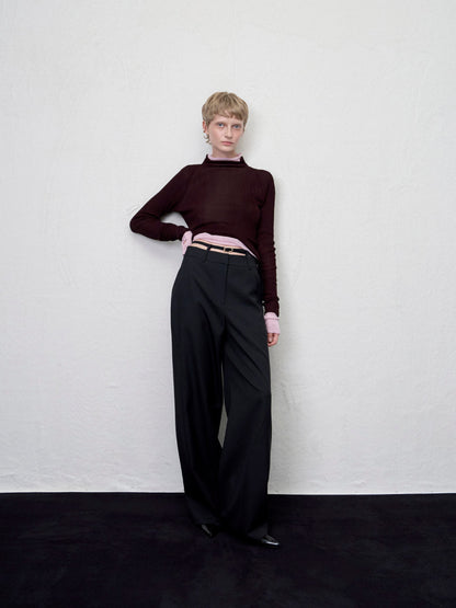 [ARIK. AW] Tarius twisted belted wide pants Black
