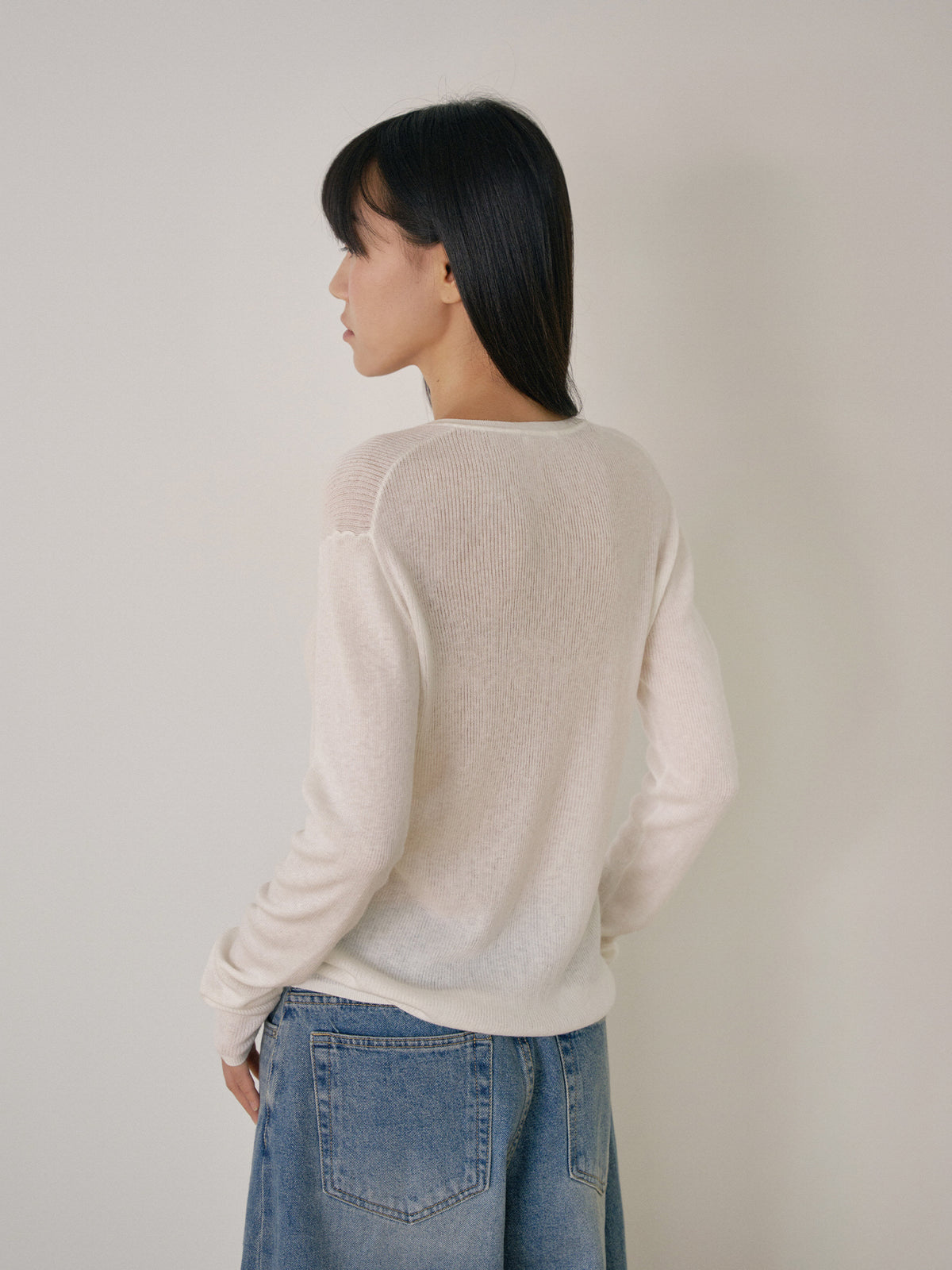 Henley Neck Pullover - Ivory 4