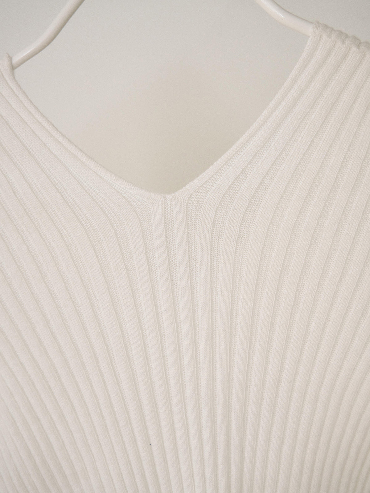 Double V-neck Rib Pullover - Ivory 10