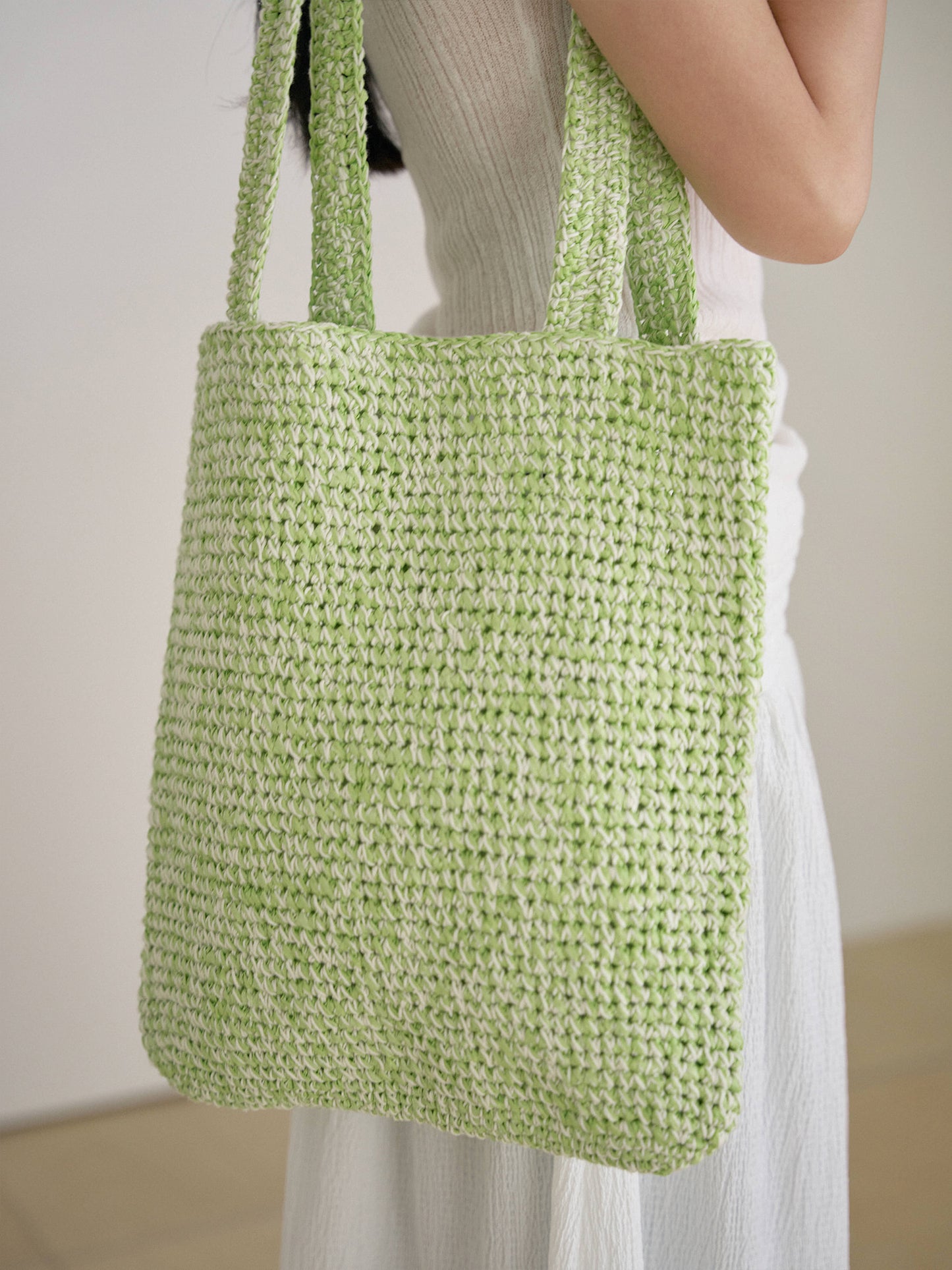 Handmade Paper Knit Bag - Green