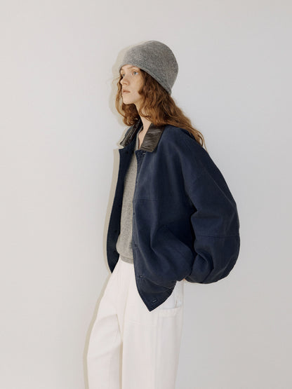 Washed Oxford Blouson - Navy 5