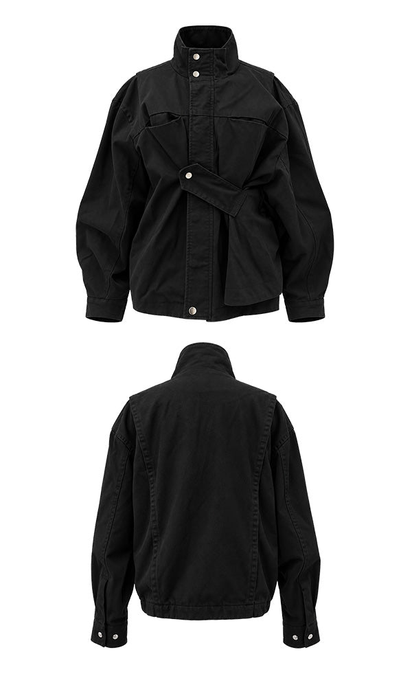 Reculer Drape field jacket(ウォッシュドブラック) 商品画像6/7