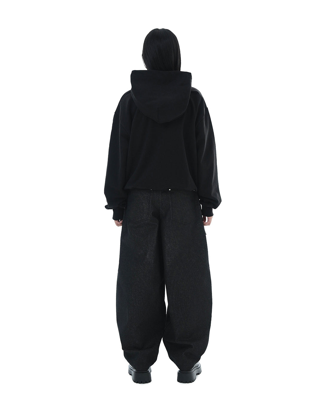 Distorted Flower Crop Hoodie_Black 