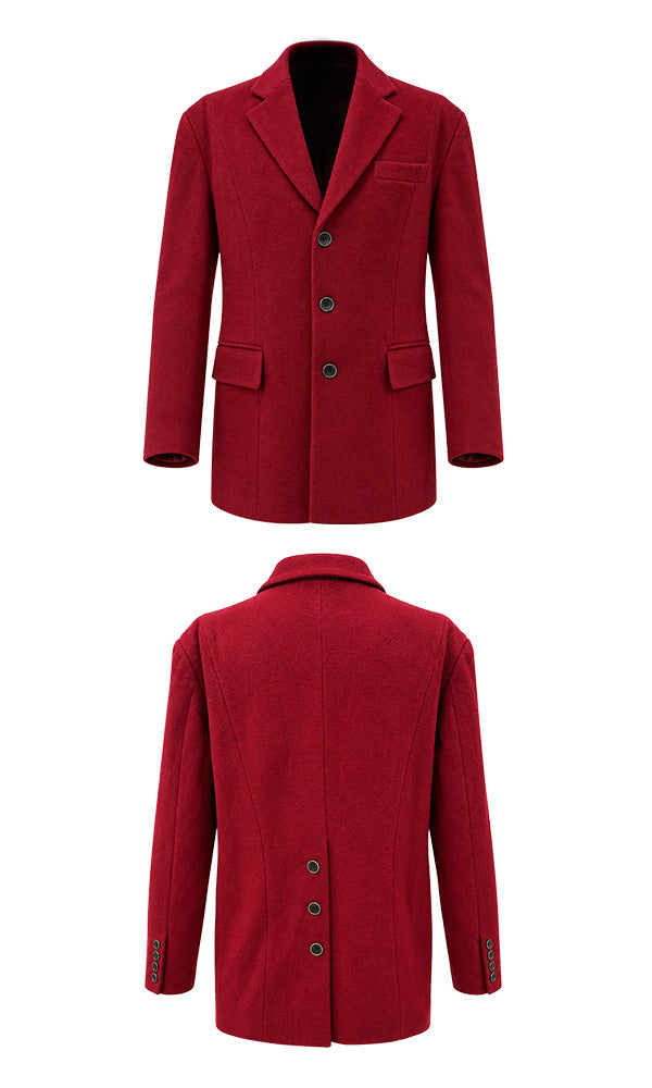 Reculer Back button single jacket(バーガンディ) 商品画像4/5