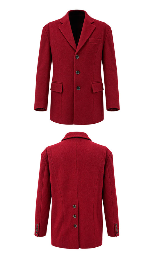 Reculer Back button single jacket(バーガンディ) 商品画像4/5