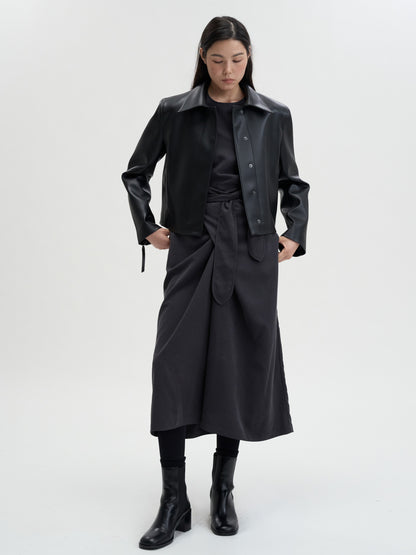 【MAGJAY】Slick Leather Jacket - Black