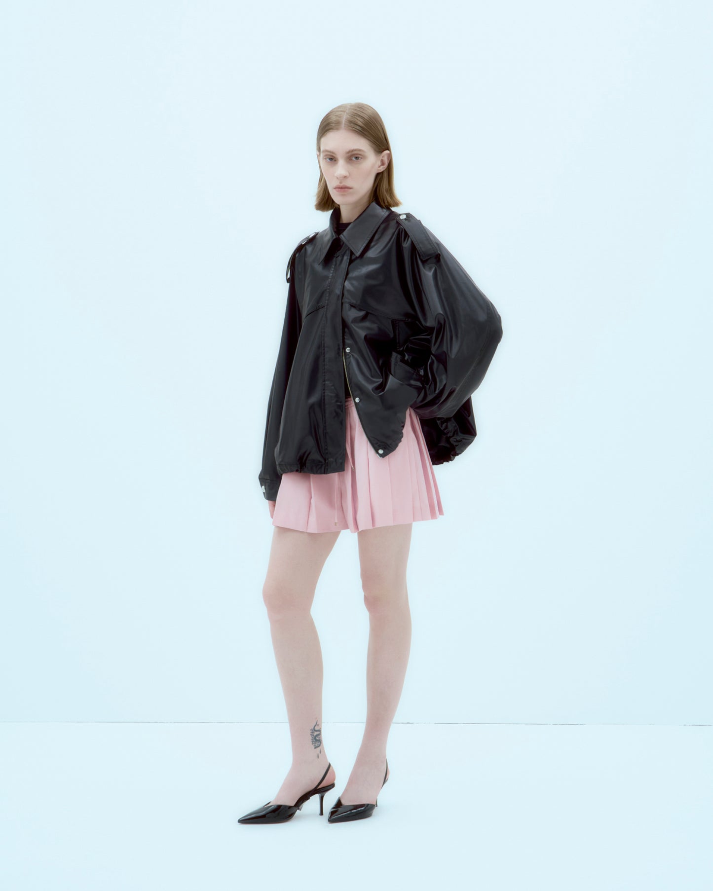 [ARIK.] [25SS] HEZE oversized trench bomber jacket Black