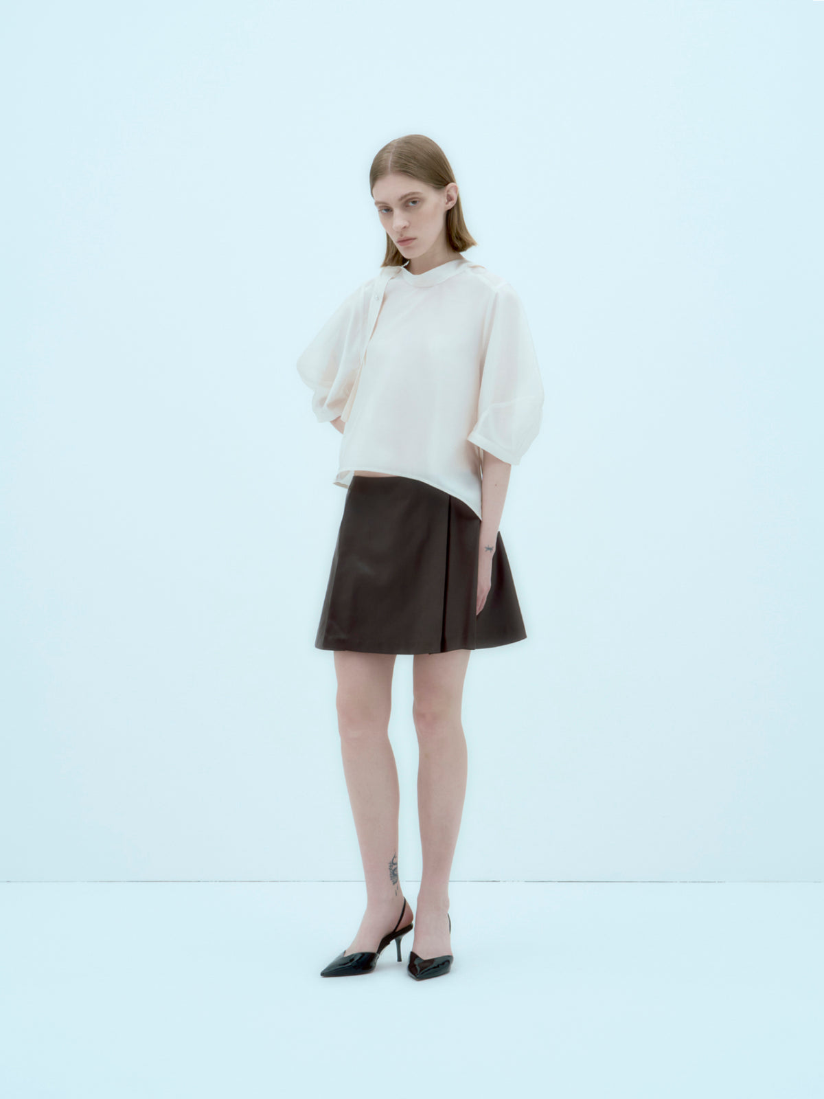 [ARIK.] [25SS] ALKES Panel flare skirt Umber Brown