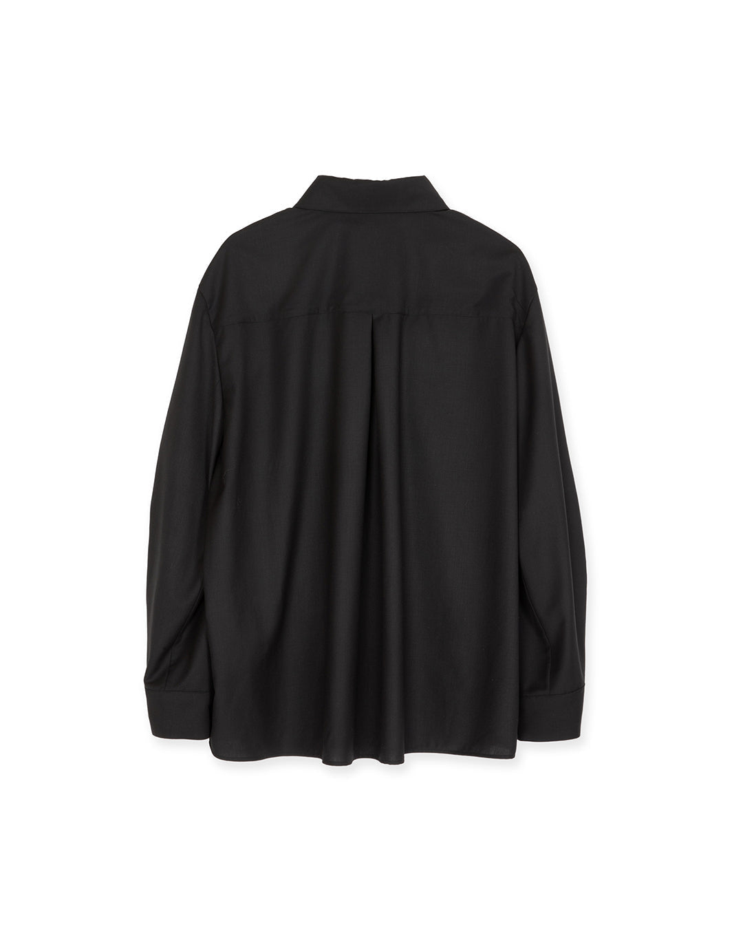 WOOL BLEND INVERTED PLEAT TAILORED SHIRTS BLACK 