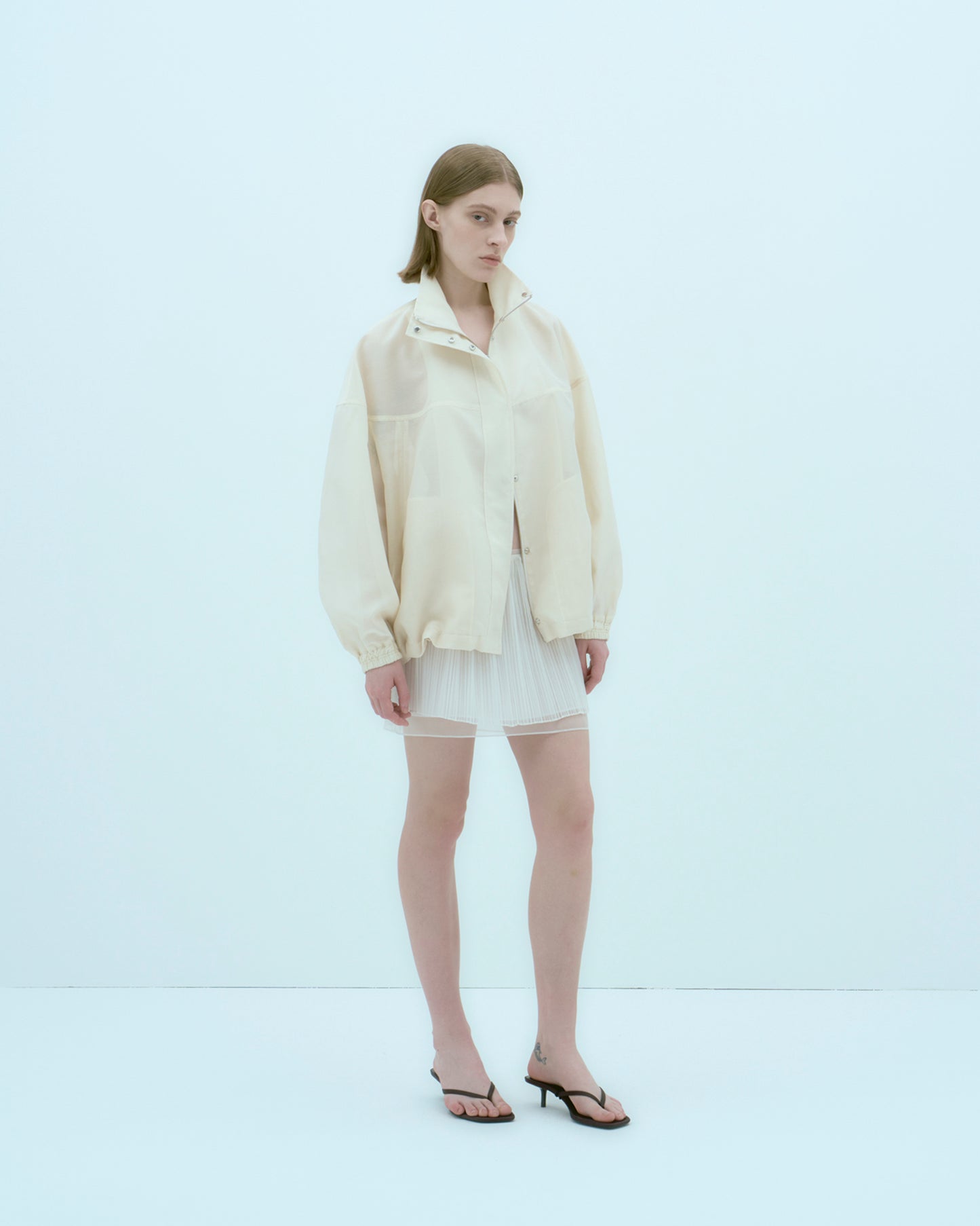 [ARIK.] [25SS] ELBA oversized sheer bomber jacket Butter Cream