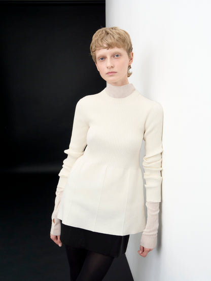 【ARIK. アリク AW】Ara panel flare knit top Cream