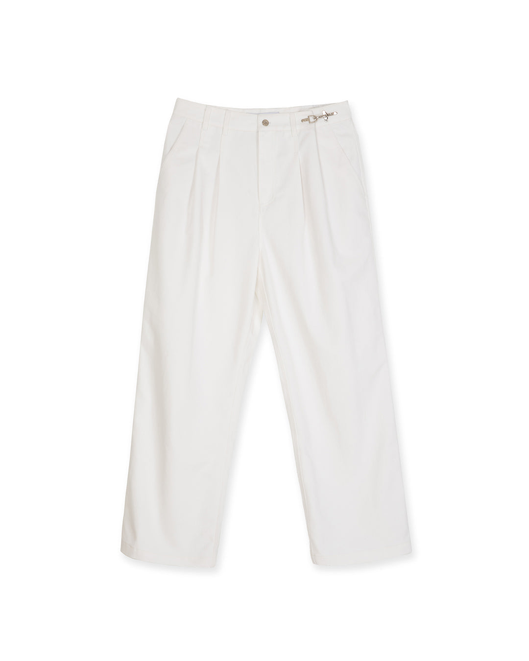 FIREMAN CLASP TWO-TUCK PANTS -WHITE