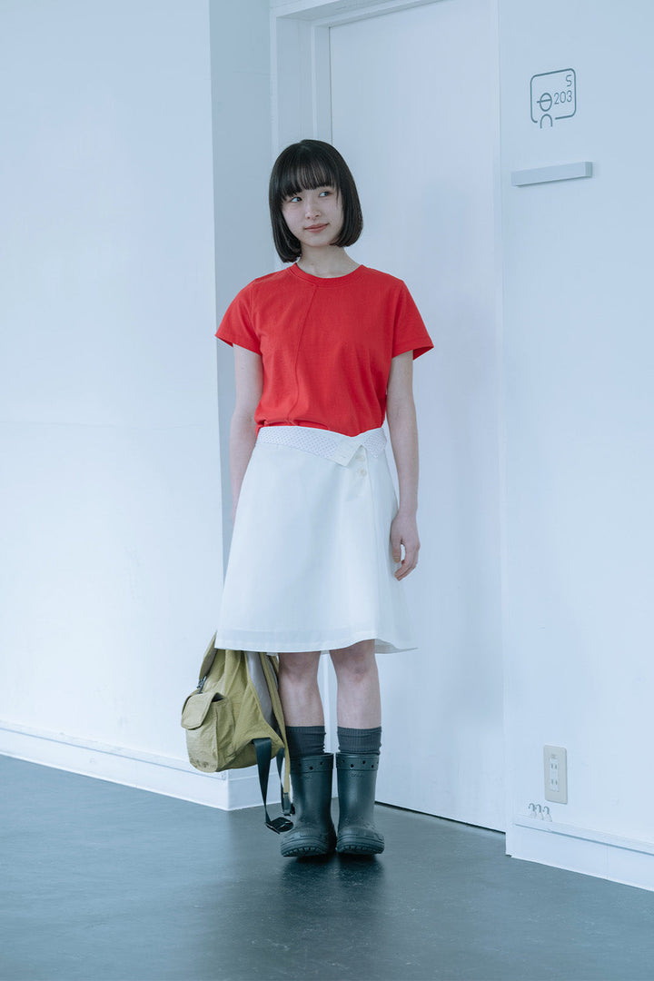 TWO WAY BUTTON SKIRT-WHITE