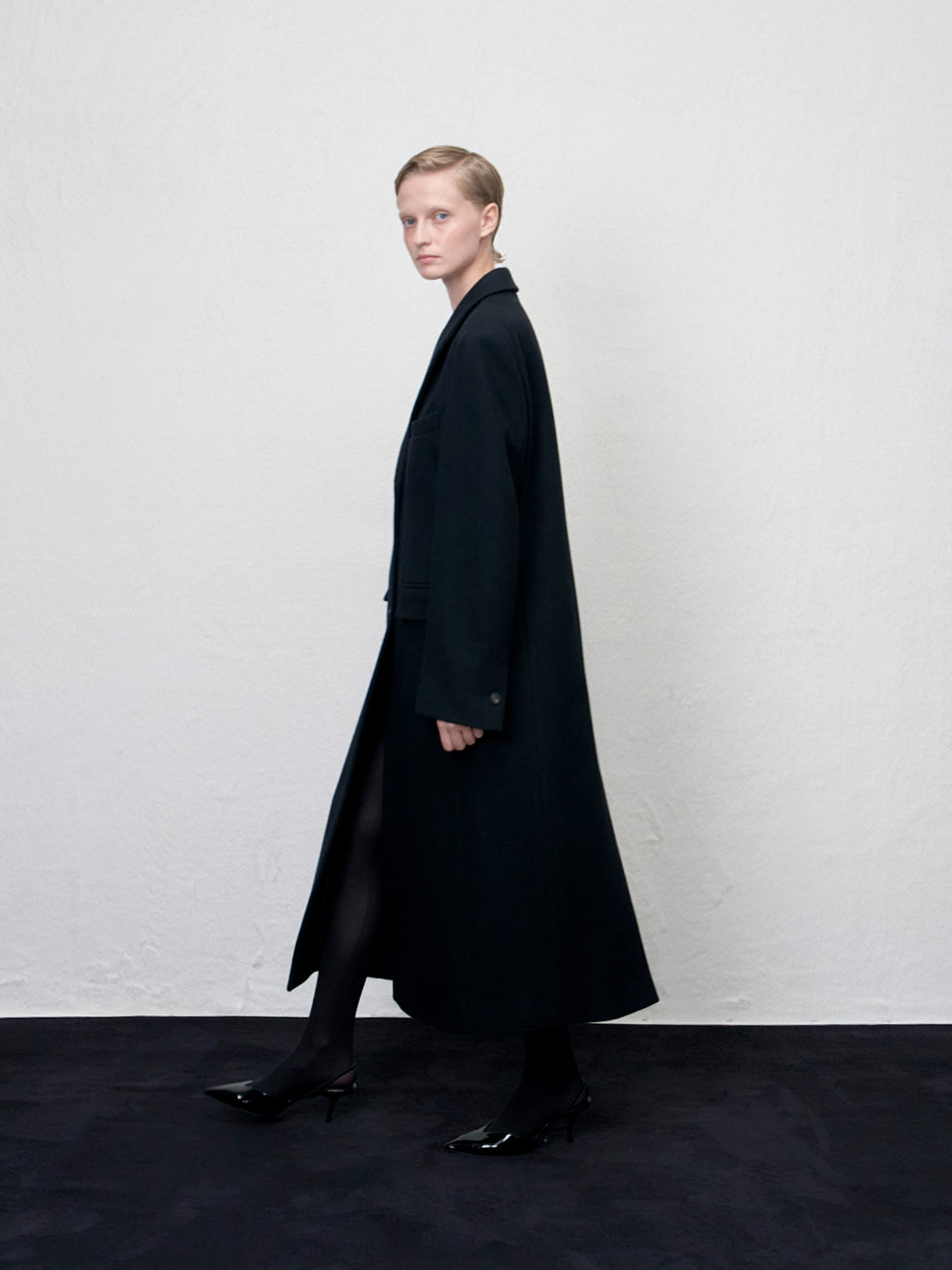 【ARIK. アリク AW】[REORDER] Libra tailored single breasted wool coat Black