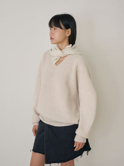 Cashmere Square Scarf - Oatmeal 2