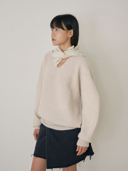 Cashmere Square Scarf - Oatmeal 2