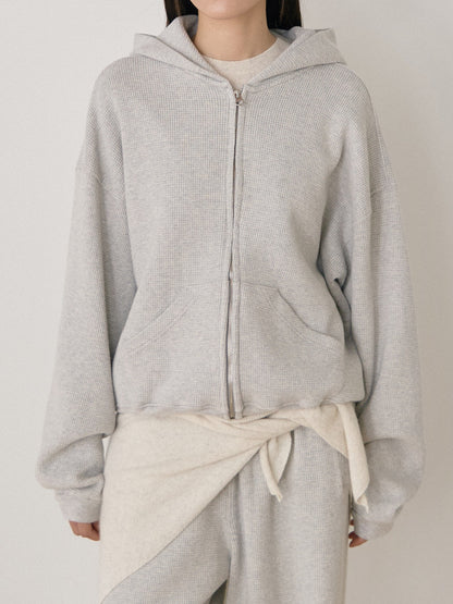 Current Waffle Hoodie Zip-up - Light Gray 1