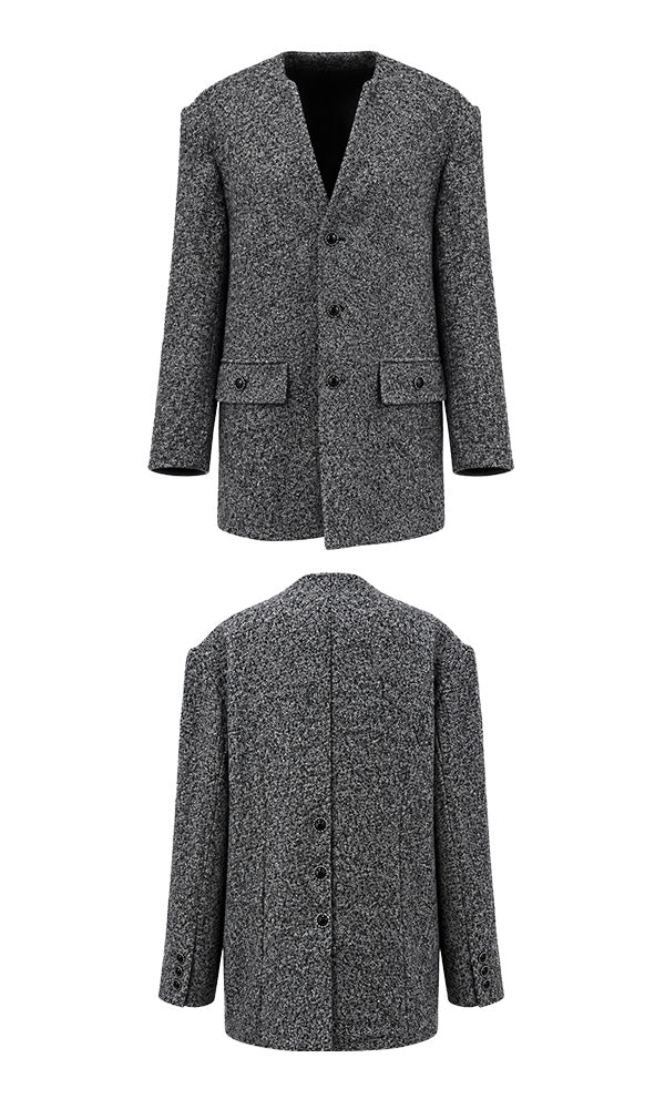 Reculer Lapelless tweed jacket(チャコール) 商品画像6/7