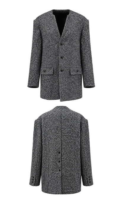 Reculer Lapelless tweed jacket(チャコール) 商品画像6/7