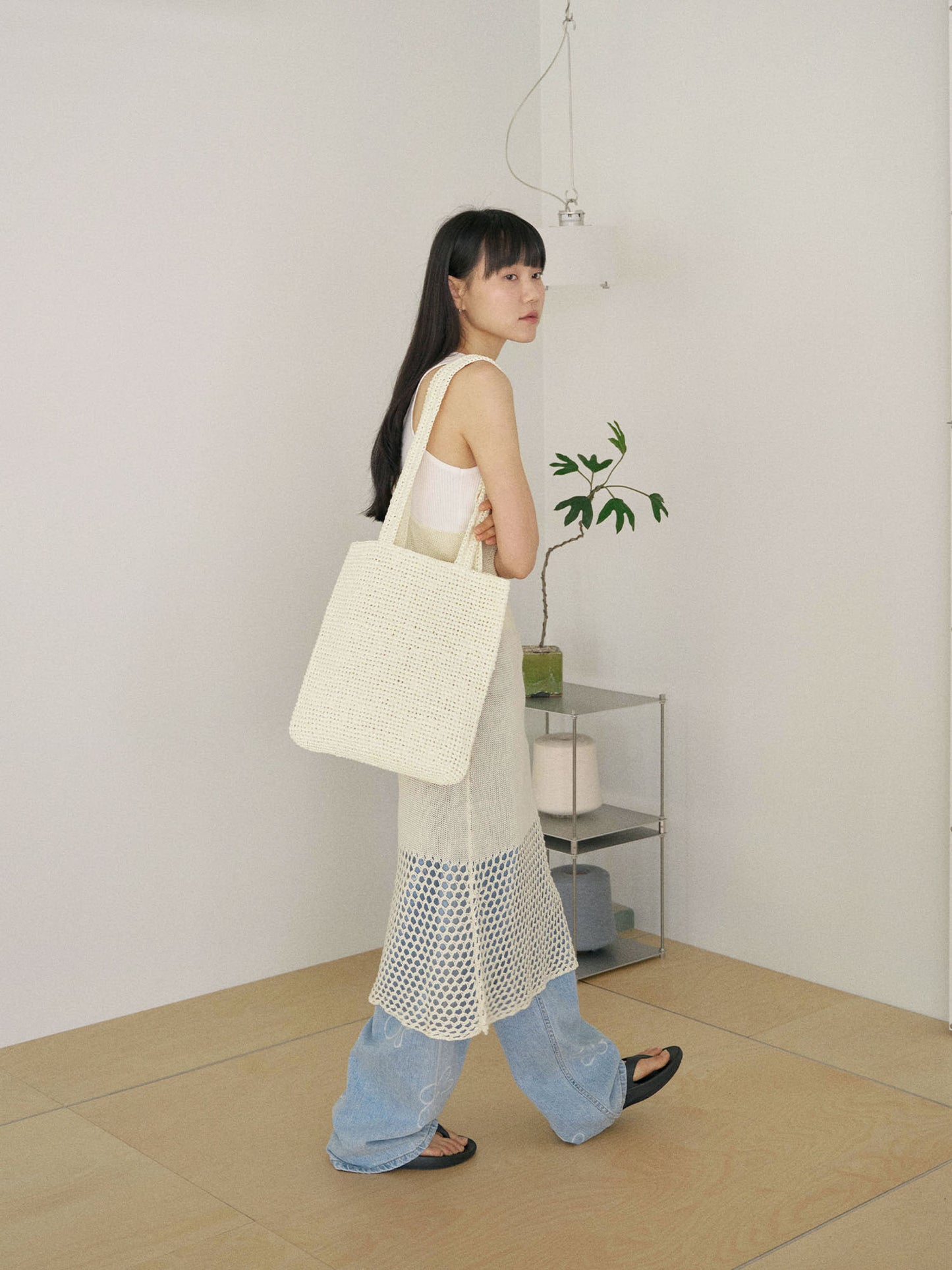 Handmade Paper Knit Bag - Ecru