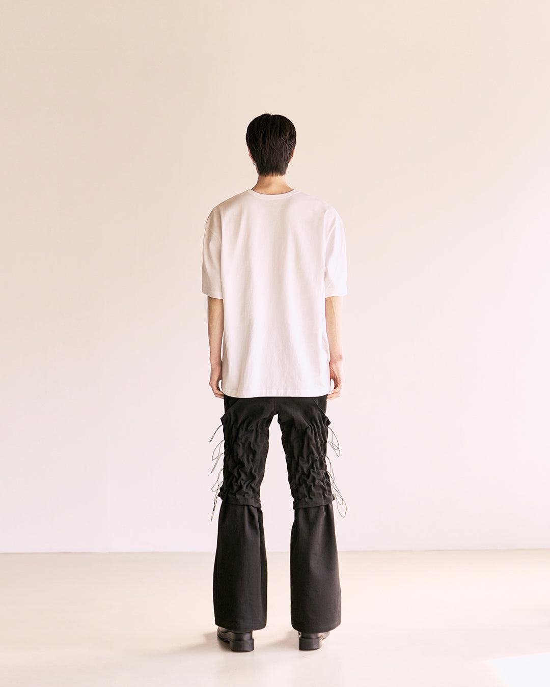 Flare Variant Layered Wide Cotton Pants_Black