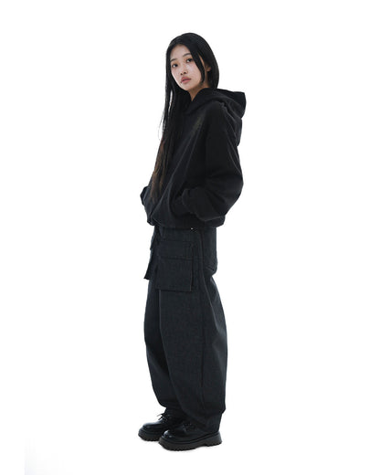 Distorted Flower Crop Hoodie_Black