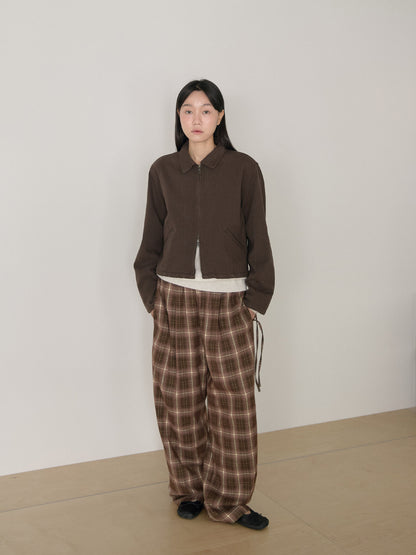 Cotton Twill Crop Jacket - Brown 6