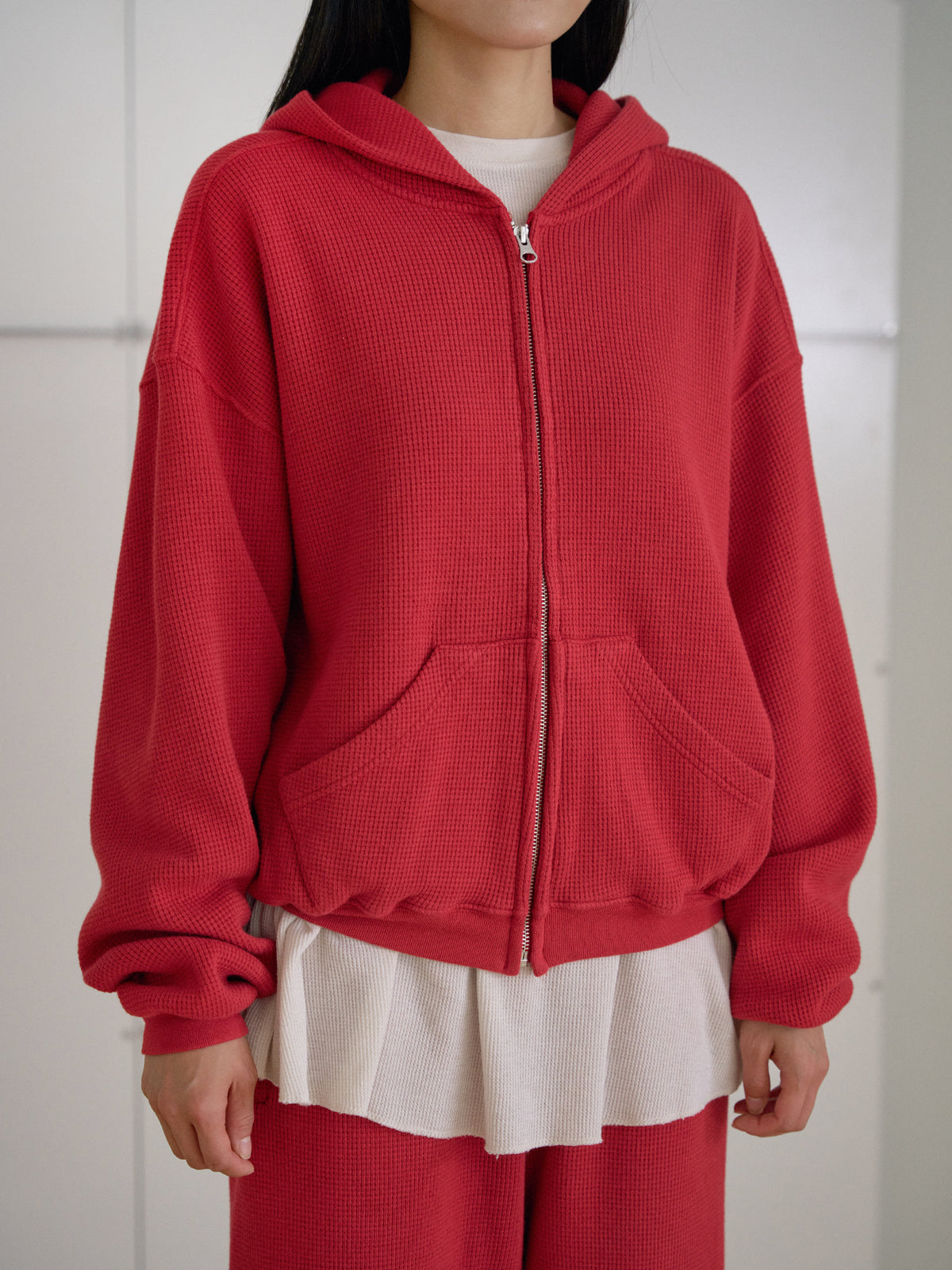 MARAN Current Waffle Hoodie Zip-up - Red 商品画像18/21