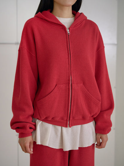 MARAN Current Waffle Hoodie Zip-up - Red 商品画像18/21