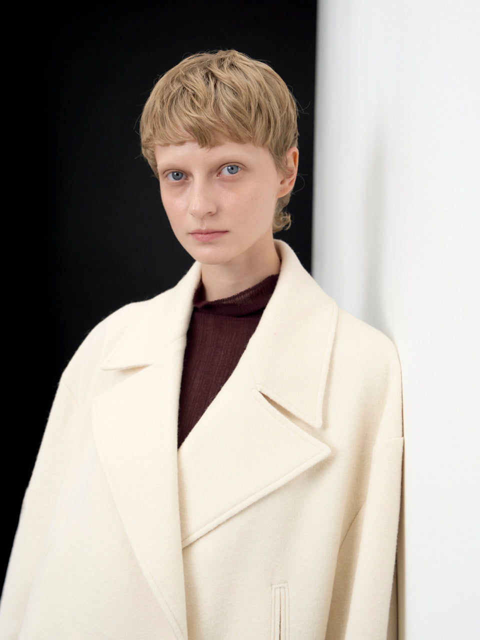 【ARIK. アリク AW】Anser boucle oversized pea coat Rice