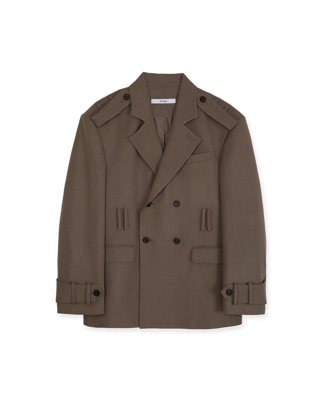 DOUBLE BREATED UTILITY TAILORED JACKET -KHAKI