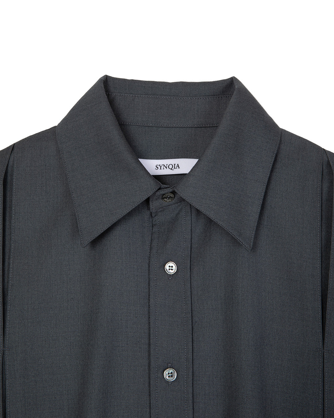 WOOL BLEND INVERTED PLEAT TAILORED SHIRTS GRAY 