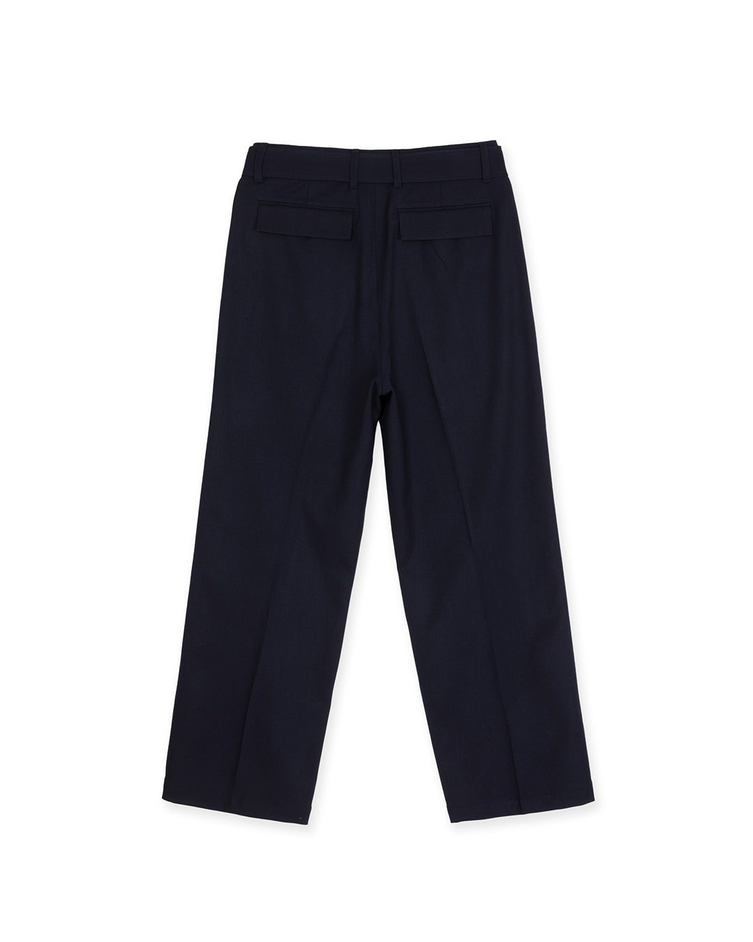 ASYMMETRIC PLEAT BELTED TROUSER -NAVY