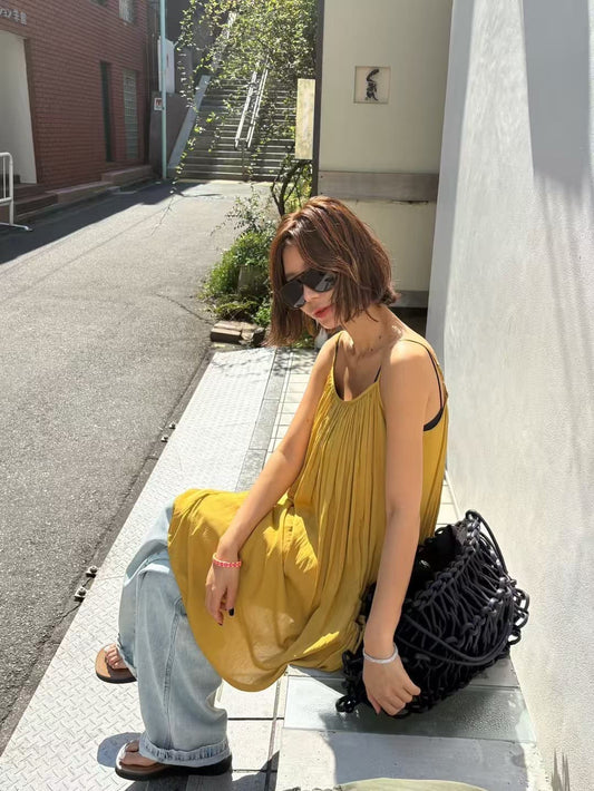 [hiir 2026SS] pm_Flowy Pocket Slip Dress