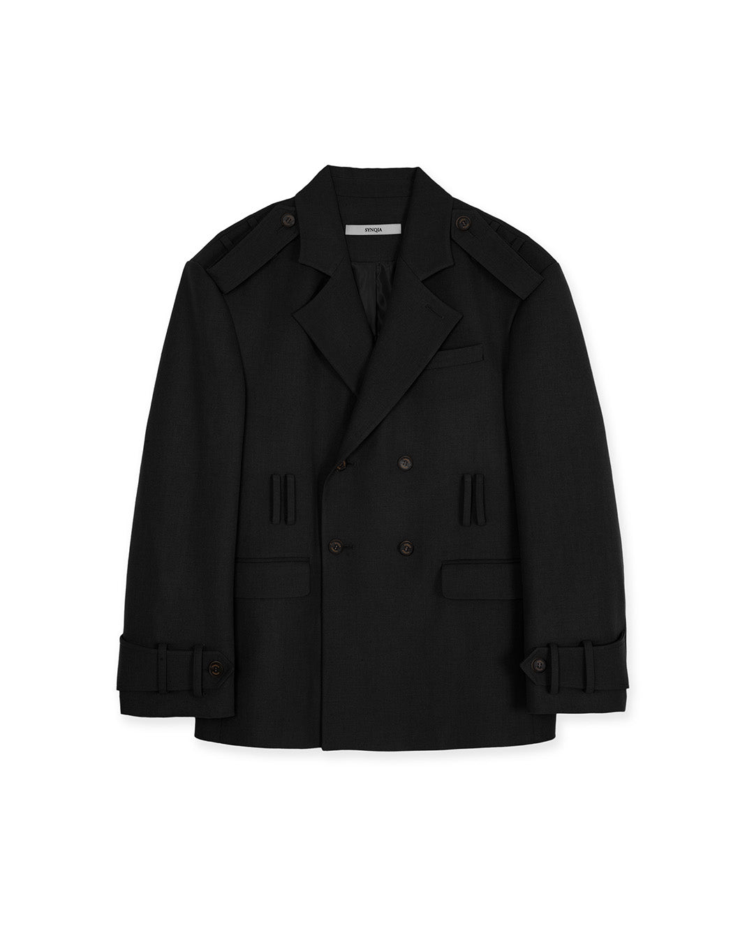 DOUBLE BREATED UTILITY TAILORED JACKET -BLACK