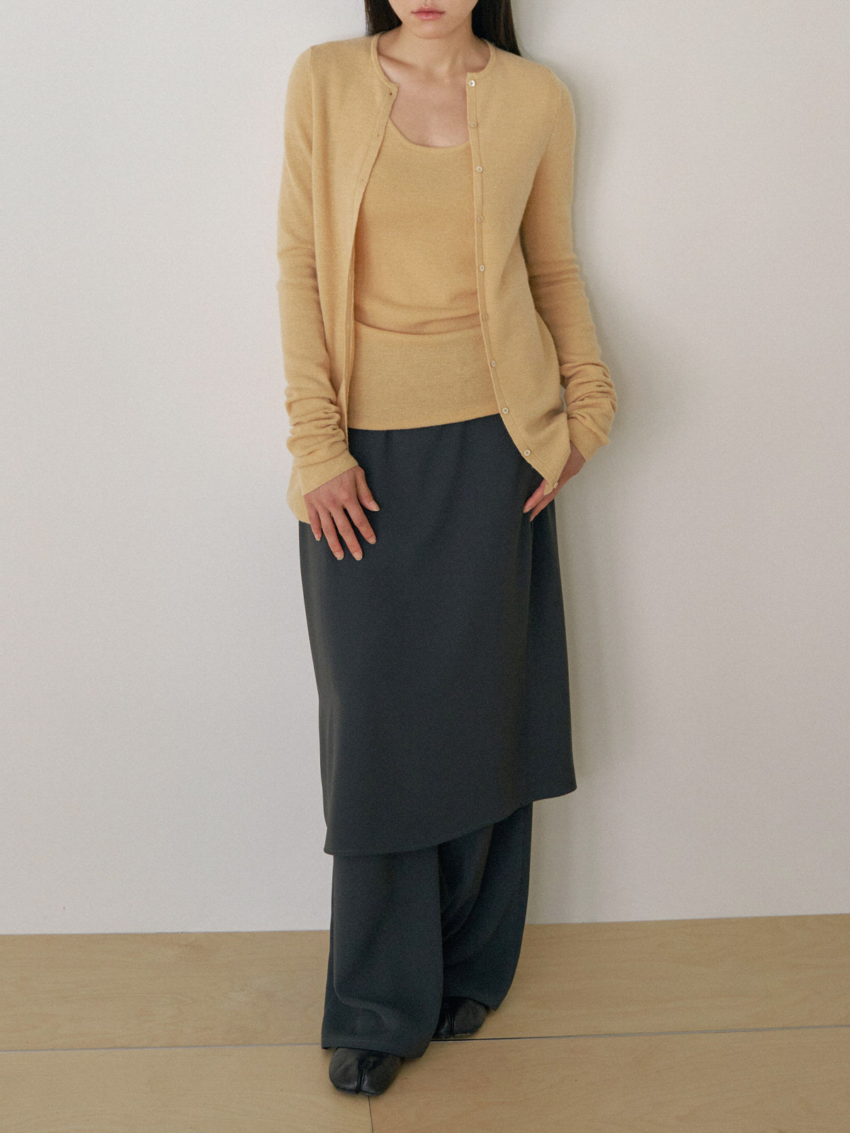 Alpaca Button Cardigan - Beige 2