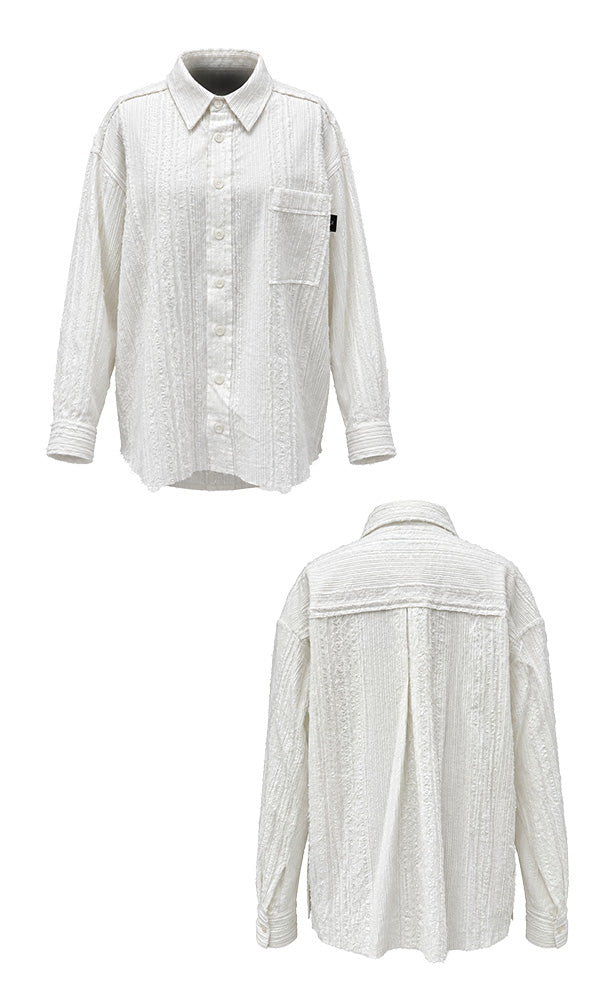 Reculer Cut-off cotton linen shirt(ホワイト) 商品画像5/6