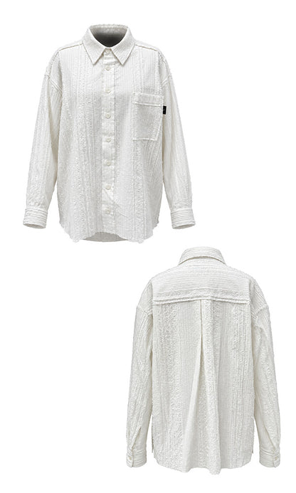 Reculer Cut-off cotton linen shirt(ホワイト) 商品画像5/6