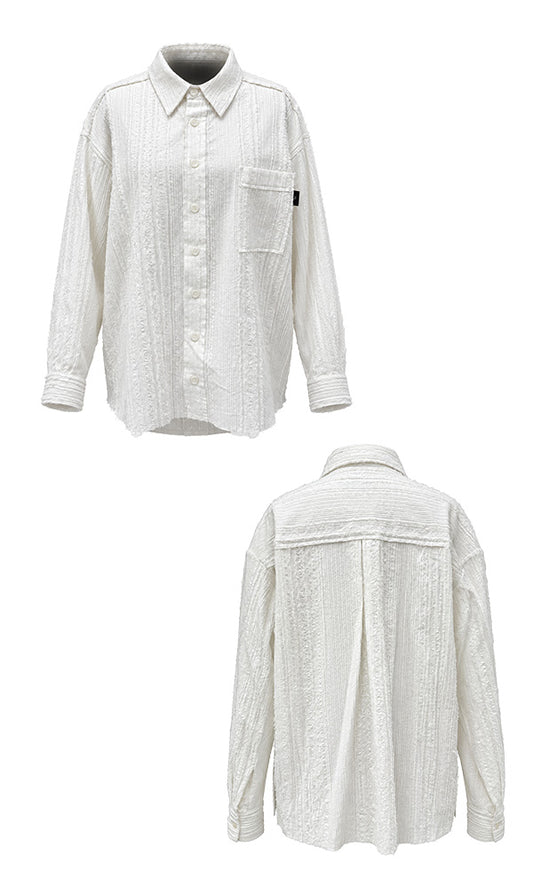 Reculer Cut-off cotton linen shirt(ホワイト) 商品画像5/6