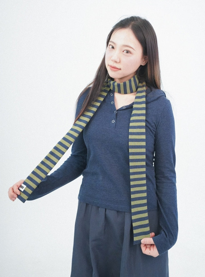 Stripe muffler -BLUE 