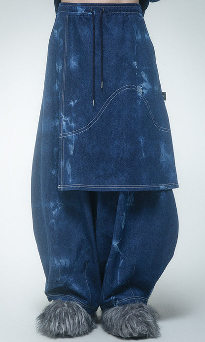 Reculer Pipe dyed denim skirt pants(ブルー) 商品画像5/5