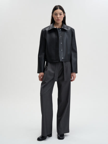 【MAGJAY】Slick Leather Jacket - Black