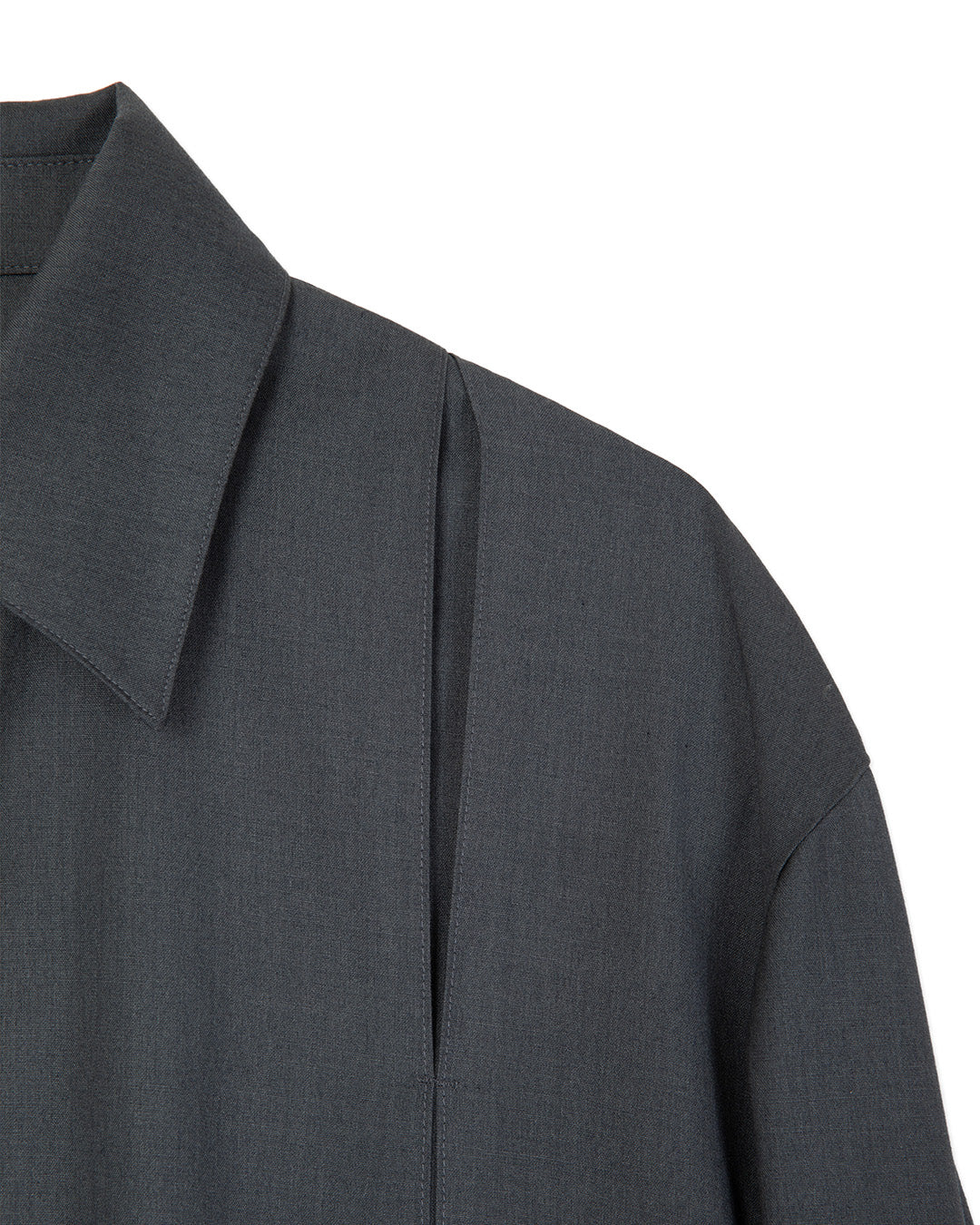 WOOL BLEND INVERTED PLEAT TAILORED SHIRTS GRAY 