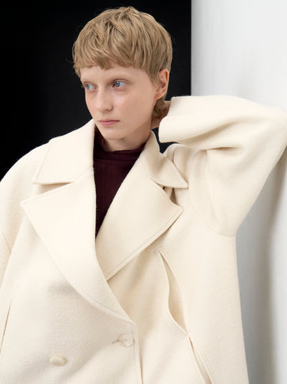 【ARIK. アリク AW】Anser boucle oversized pea coat Rice