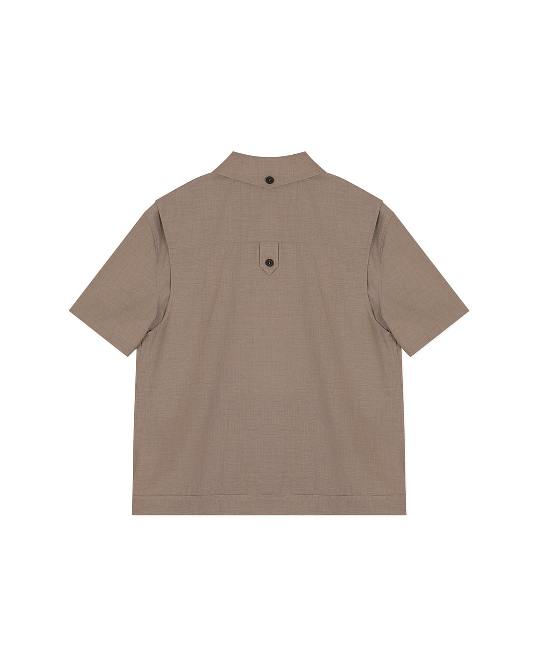 UTILITY PIN-TUCK HALF SLEEVE SHIRTS BROWN 