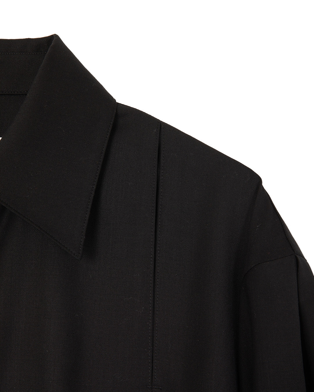 WOOL BLEND INVERTED PLEAT TAILORED SHIRTS BLACK 
