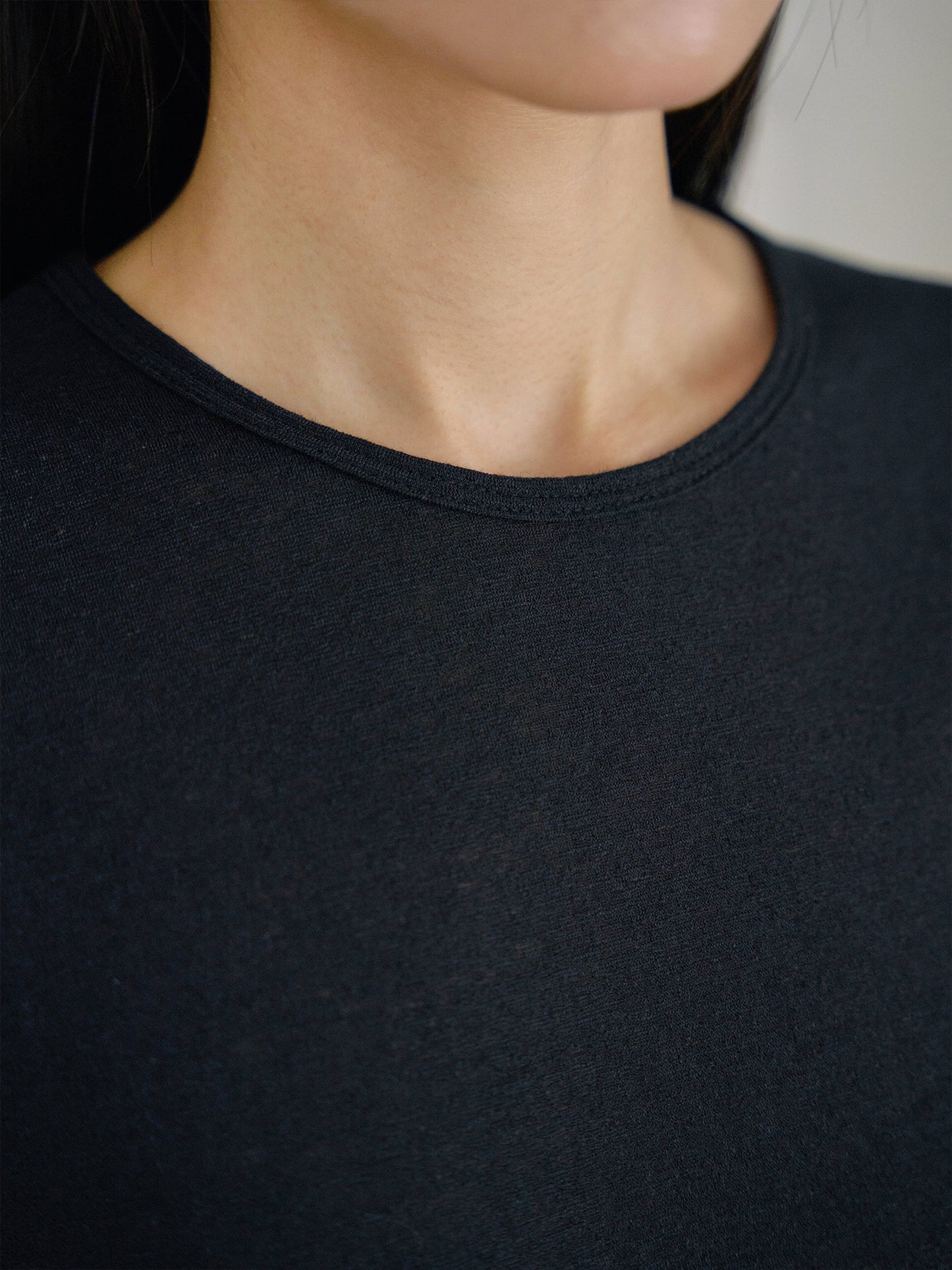 Linen Basic Short Sleeve - Black