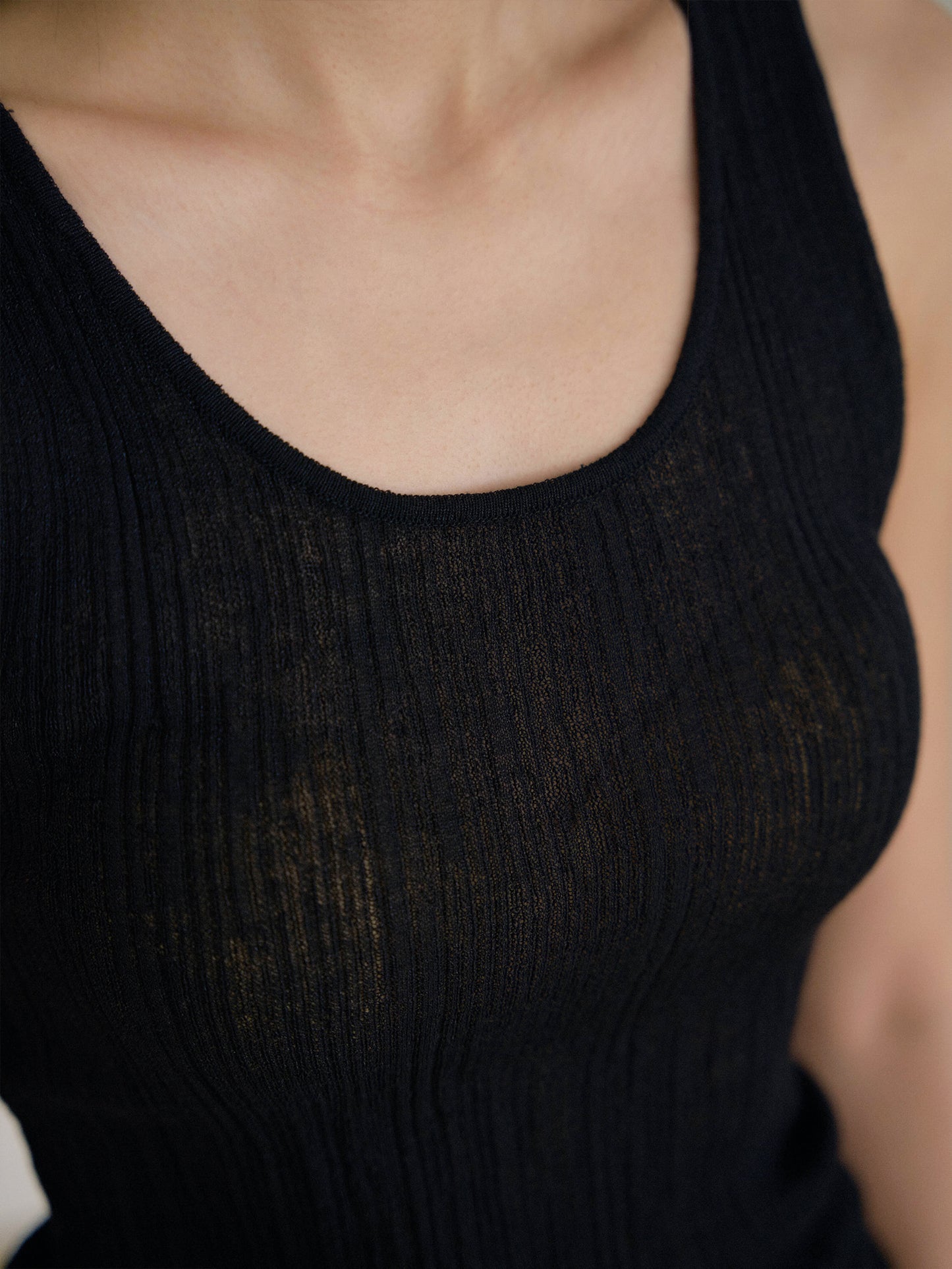 Multi Rib Sleeveless - Black