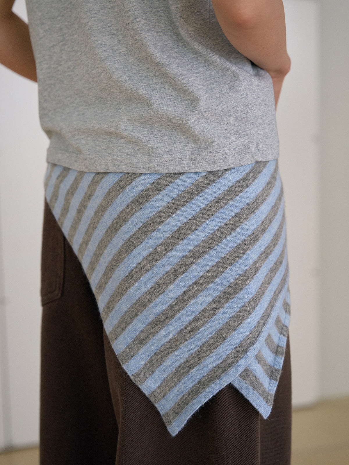 MARAN Stripe Square Scarf - Blue 商品画像17/21